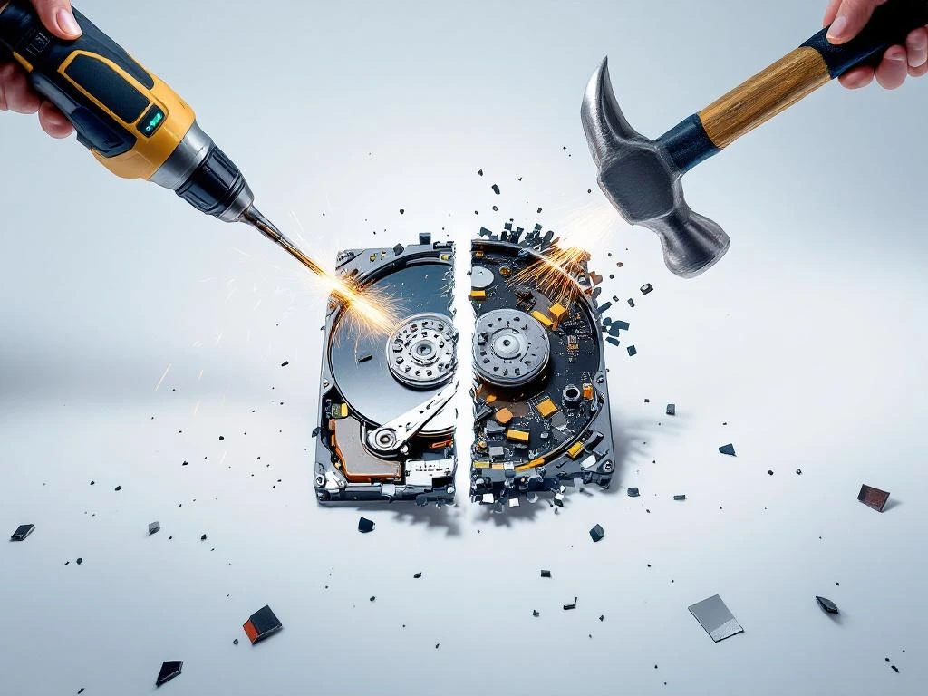 Hoe werkt data vernietigen met een boor of hamer?